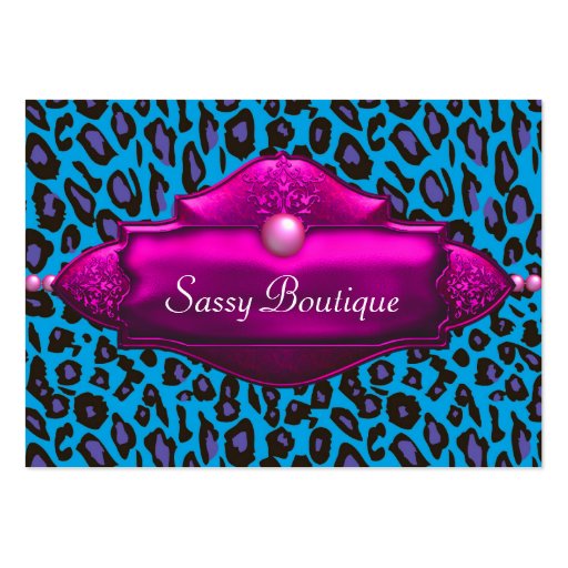 Hot Pink Teal Leopard Business Cards