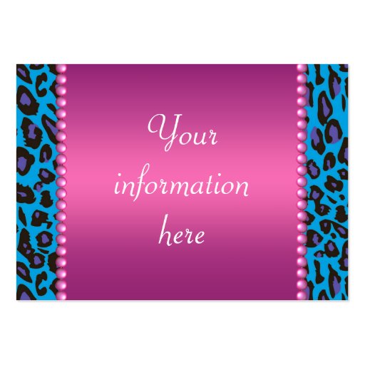 Hot Pink Teal Leopard Business Cards (back side)