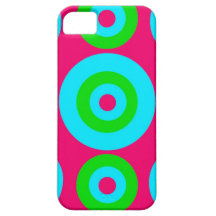 Hot Pink Teal Lime Green Concentric Circles iPhone 5 Cases