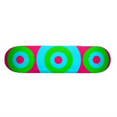 Hot Pink Teal Lime Green Concentric Circles Skate Deck