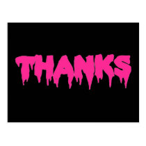 Hot Pink "THANKS" in Drip Font - Postcard postcards