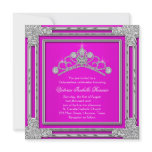 Hot Pink Tiara Sweet 15 Quinceanera invitations