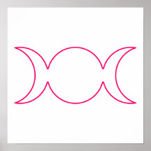 Hot Pink Triple Goddess Outline Poster