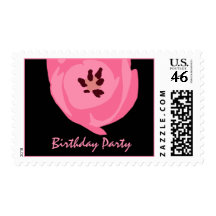 Hot Pink Tulip Birhtday Party Stamps
