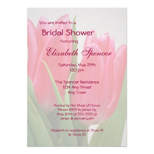 Hot Pink Tulips Bridal Shower Invitation