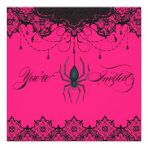 Hot Pink Vintage Victorian Spider Invitation