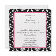 Hot Pink Wedding Invitation Monogram Damask Front invitation
