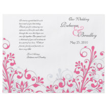 Hot Pink & White Abstract Floral Wedding Program Flyers