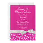 Hot Pink White Dots Bow Invitation