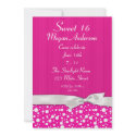 Hot Pink White Dots Bow Invitation