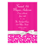 Hot Pink White Dots Bow Invitation