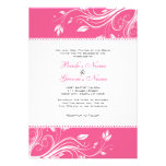 Hot Pink & White Floral Swirls Wedding Invitation
