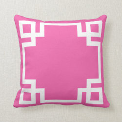Hot Pink White Greek Key Throw Pillows