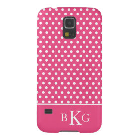 Hot Pink White Polka Dots & Custom Monogram Cases For Galaxy S5