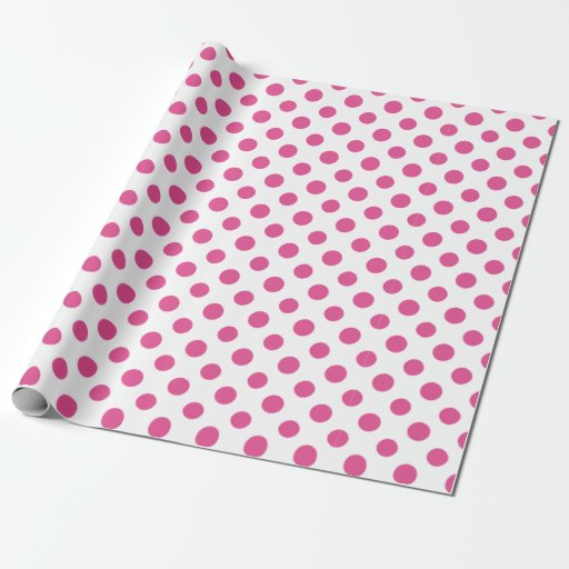 Hot Pink White Polka Dots Pattern Wrapping Paper Zazzle