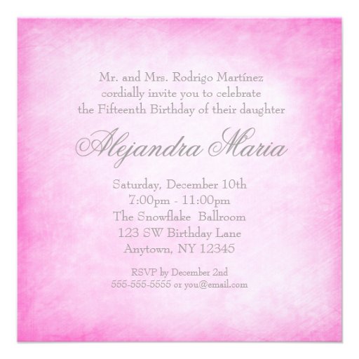 Hot Pink Winter Wonderland Snowflakes Quinceanera Announcements