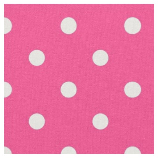 Hot Pink with White Polka Dots Fabric Zazzle