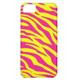 Hot Pink Yellow Wild Animal Print Zebra Stripes Case For iPhone 5C