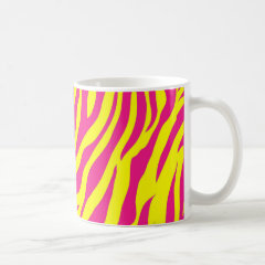Hot Pink Yellow Wild Animal Print Zebra Stripes Mugs
