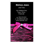 Hot pink zebra and ribbon bow graphic business cards
