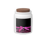 Hot pink zebra and ribbon bow graphic candy dishes