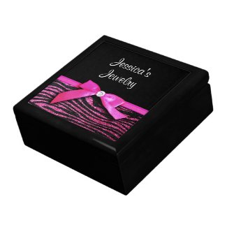 Hot pink zebra and ribbon bow graphic gift boxes