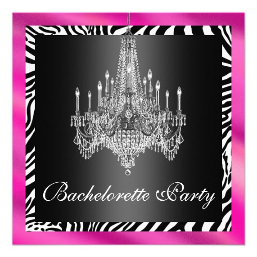 Hot Pink Zebra Bachelorette Party Invitation