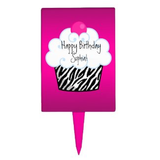 Zebra Birthday Cakes on Hot Pink Zebra Birthday Cake Topper