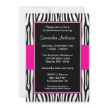 Hot Pink Zebra Bridal Shower Custom Invite