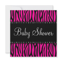 Hot Pink Zebra Diamonds Baby Shower Personalized Invites