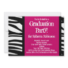 Hot Pink Zebra Graduation Party invitation