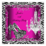 Hot Pink Zebra Leopard Print Party Shoes Custom Announcements