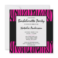 Hot Pink Zebra Modern Bachelorette Party invitation