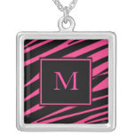 Hot Pink Zebra Monogram Necklace