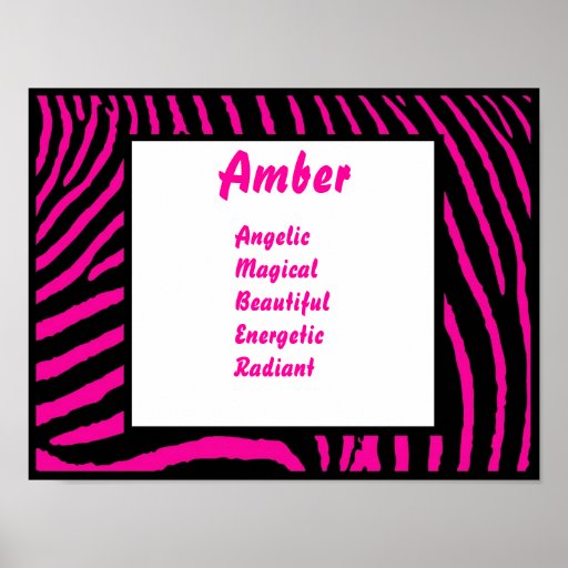 Hot Pink Zebra Name Art Print Zazzle