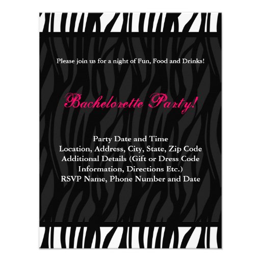 Hot Pink Zebra Party Invitation