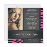 Hot Pink Zebra Photo Quinceanera Invitations
