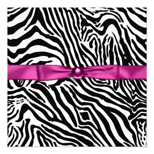Hot Pink Zebra Photo Sweet 16 Party Personalized Announcement