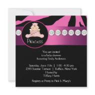 Hot Pink Zebra Princess Girl Baby Shower zazzle_invitation