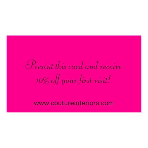 Hot Pink Zebra Print Personalize Business Card (back side)