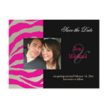 Hot pink zebra Save the Date Photo postcards,