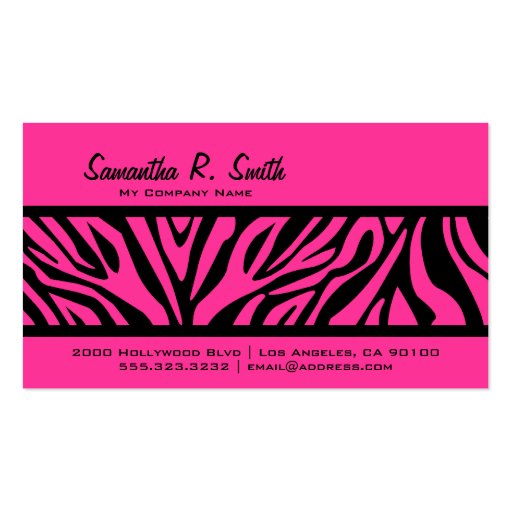 Hot Pink & Zebra Stripe Business Card