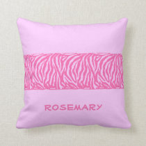 Hot Pink Zebra Stripe On Pink Monogram Pillow (S) at Zazzle