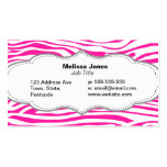 Hot Pink Zebra stripe pattern animal print Business Card Templates