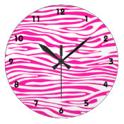 Hot Pink Zebra stripe pattern animal print Wall Clocks
