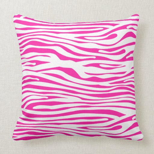Hot Pink Zebra stripe pattern animal print Throw Pillows Zazzle