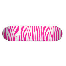 Hot Pink Zebra stripe pattern animal print Skate Decks