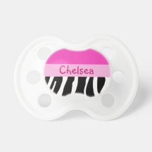 Hot Pink Zebra Stripe Print Baby Pacifier