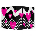 Hot Pink Zebra Stripes and Hearts Bad Ass Binder