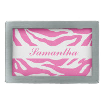 Hot Pink Zebra Stripes Custom Belt Buckle